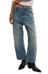 Free People Deep Trance Low Rise Barrel Leg Jeans In Blue