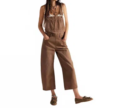 Free People Deep Trance Overalls In Brown Sugar