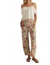 Free People Deep Trance Printed Barrel Jeans In Multi In Green