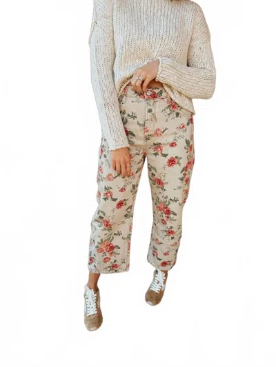 Free People Deep Trance Printed Pants In Wallpaper Floral In Neutral