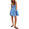 Free People Delia Asymmetric Raw Hem Cotton Dress In Blue Vista