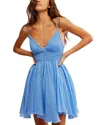 Free People Delia Asymmetric Raw Hem Cotton Dress In Blue Vista