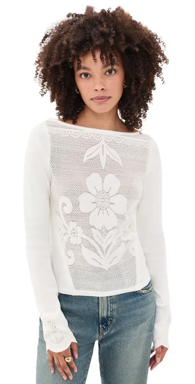 Free People Delilah Long Sleeve Tee Clean Ivory In White