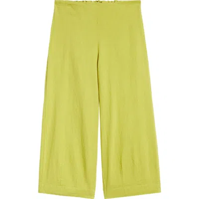 Free People Demi Wide Leg Linen Blend Pants In Green