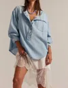 Free People Denim Dreaming Pullover In So Soft In Blue