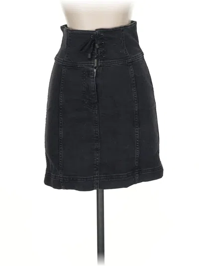 Pre-owned Free People Denim Skirt In Black