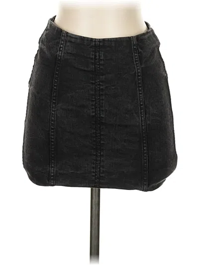 Pre-owned Free People Denim Skirt In Black