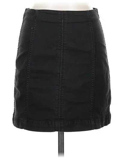 Pre-owned Free People Denim Skirt In Black