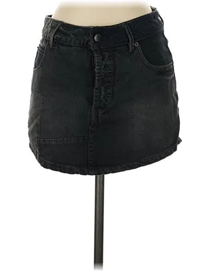 Pre-owned Free People Denim Skirt In Black