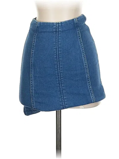Pre-owned Free People Denim Skirt In Blue