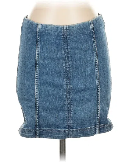 Pre-owned Free People Denim Skirt In Blue