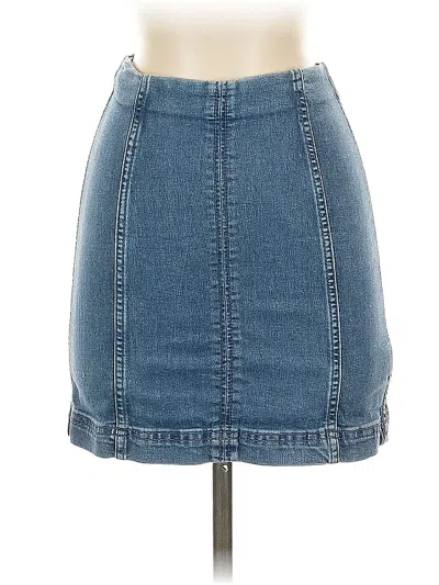 Pre-owned Free People Denim Skirt In Blue