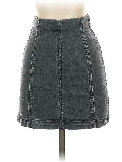 Pre-owned Free People Denim Skirt In Gray