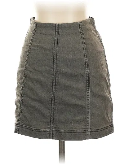 Pre-owned Free People Denim Skirt In Gray