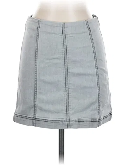 Pre-owned Free People Denim Skirt In Gray