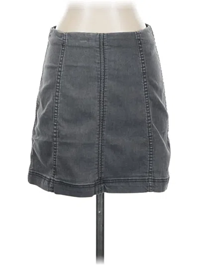 Pre-owned Free People Denim Skirt In Gray