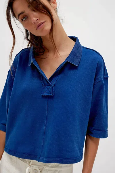 Free People Denmark Polo In Bellweather Blue
