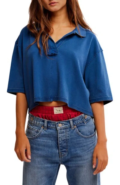 Free People Denmark Polo Top In Bellweather Blue