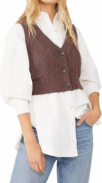 Free People Denson Cable Vest In Black Raisin In Brown