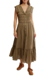 Free People Desert Dazed Sleeveless Cotton Midi Dress In Caiman In Brown