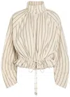 Free People Devon Balloon Stripped Jacket In Ivory Combo In Neutral