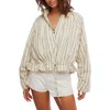 Free People Devon Stripe Ruffle Hem Jacket In Neutral