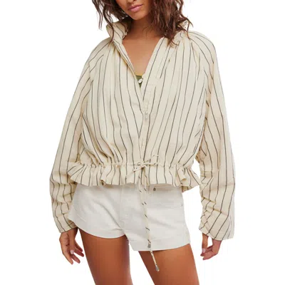 FREE PEOPLE FREE PEOPLE DEVON STRIPE RUFFLE HEM JACKET