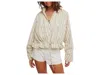 Free People Devon Balloon Stripped Jacket In Ivory Combo In White