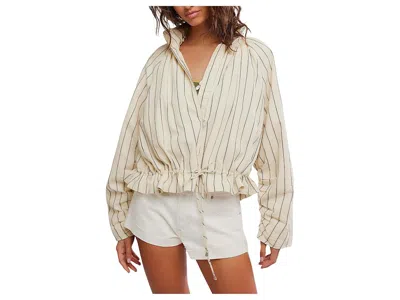 Free People Devon Striped Balloon Jacket Women's Jacket Ivory Combo: Xl (women's 16) In White