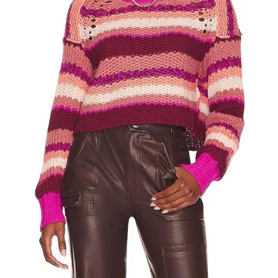 Free People Devon Sweater In Fuschia Rose Combo In Pink