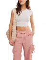 Free People Devoted Crop T-shirt In White