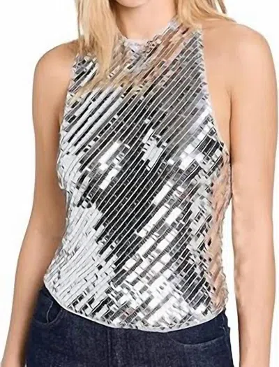 Free People Disco Fever Halter Top In Silver Combo In Multi