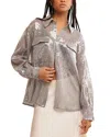 Free People Disco Margarita Sheer Sequin Button-up Shirt In Rocket