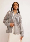 Free People Disco Margarita Sheer Sequin Button-up Shirt