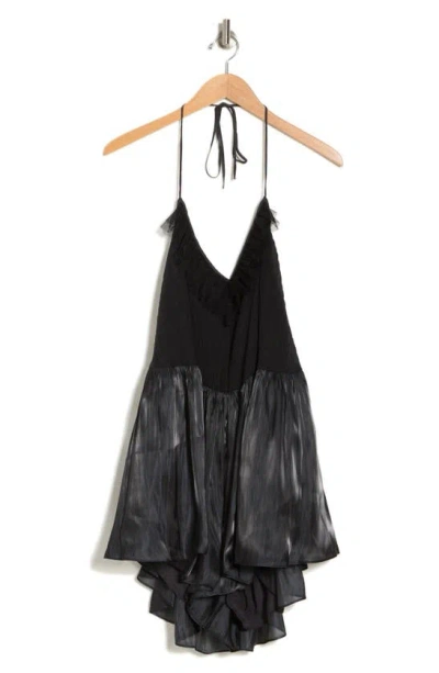 Free People Do A Twirl Mixed Media Romper In Black