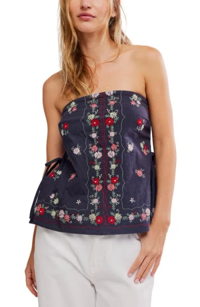 Free People Doily Days Embroidered Strapless Cotton Top In Multi