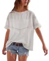 Free People Dorothy Lace Trim Oversize Cotton T-shirt In Ivory