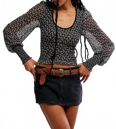 Free People Dottie Printed Long Sleeve Top In Black Combo In Multi