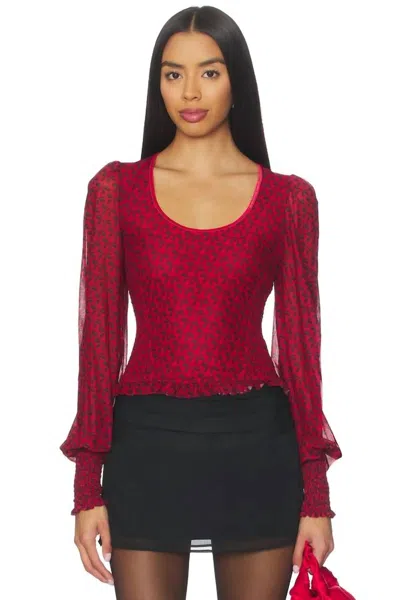 Free People Dottie Knit Top In Salsa In Red
