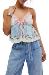 Free People Double Date Floral Camisole In Blue