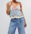 Free People Double Date Floral Camisole In Blue