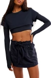 Free People Double Double Layer Crop Top In Blue