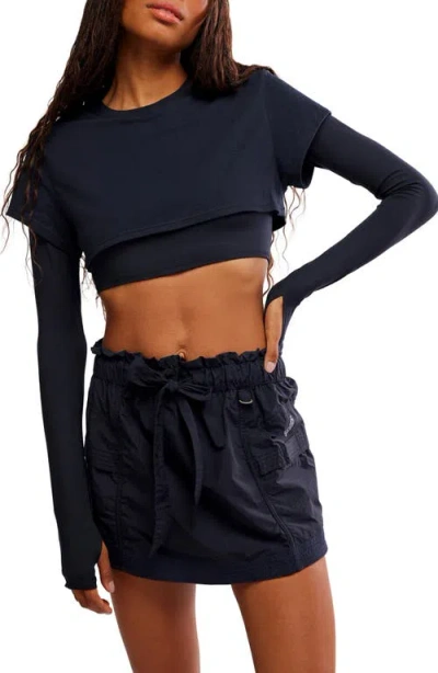 Free People Double Double Layer Crop Top In Blue