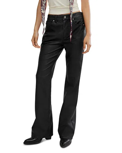 Free People Double Knot Faux Leather Straight Pants In Black