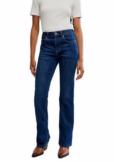 Free People Double Knot High Rise Straight Bootcut Jean In Aegean In Blue