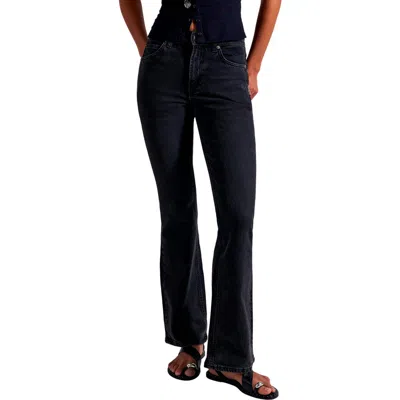 Free People Double Knot High Waist Straight Leg Jeans In Black