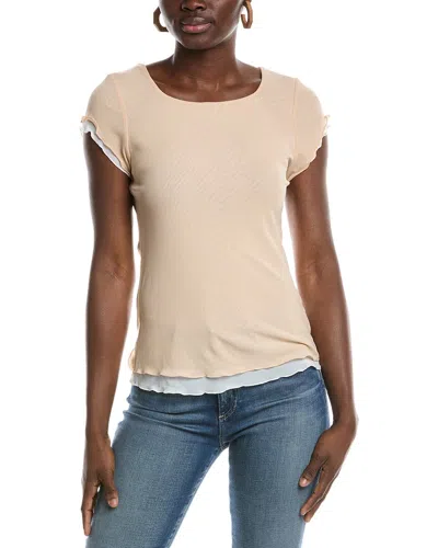 Free People Double Take Mesh T-shirt In Beige