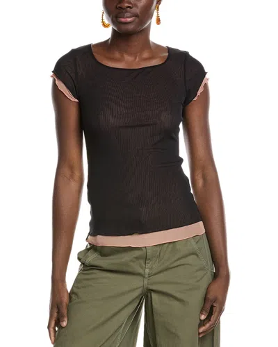 Free People Double Take Mesh T-shirt In Black