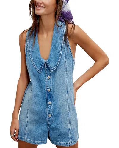 Free People Dover Denim Romper In Blue
