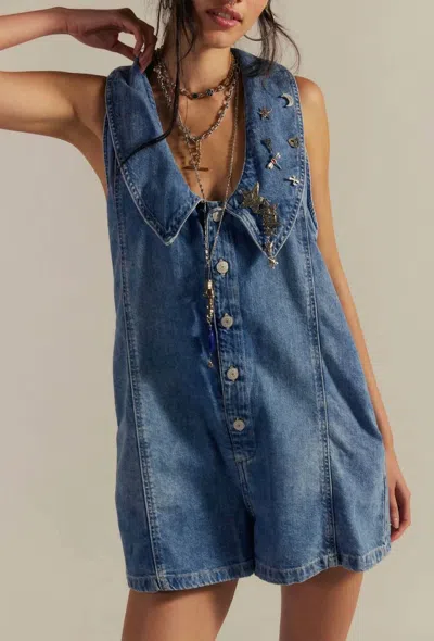 Free People Dover Racerback Playsuit In Blue